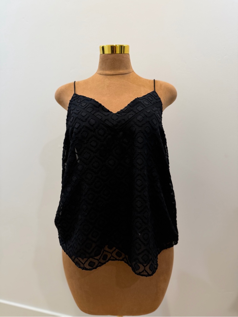 Black Calvin Klein Lace V-Neck Spaghetti Strap Top
